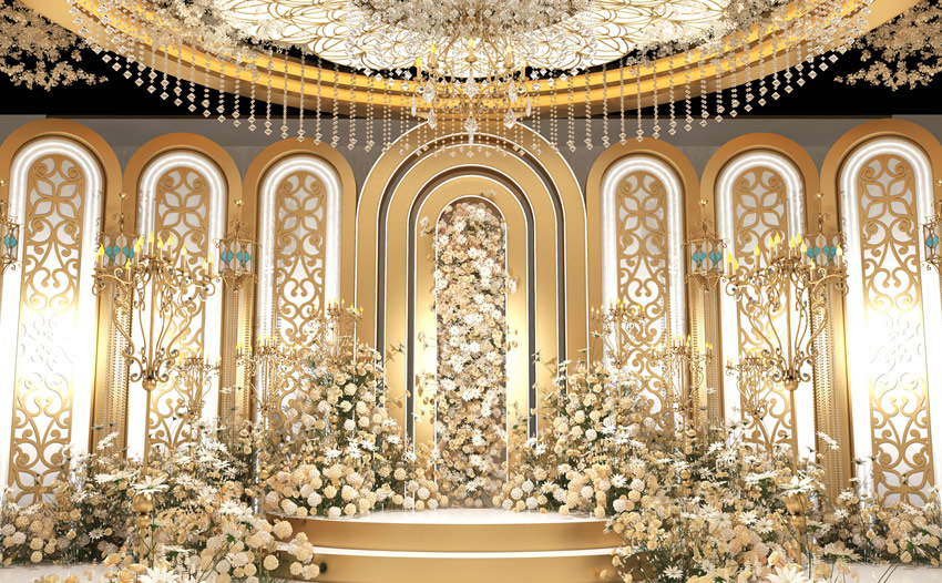 鹿城香槟色调婚礼堂效果展示